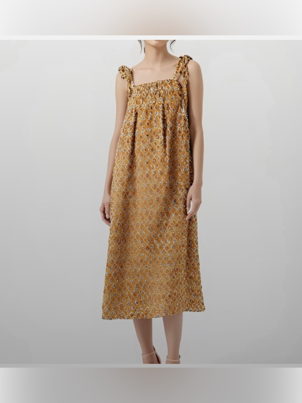 EX VOTO VINTAGE Iris Sundress Orange Block Print XS/S